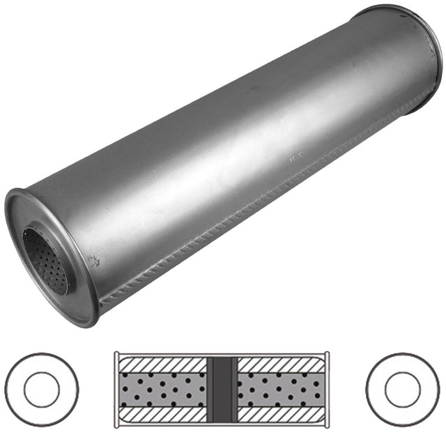 Redback - 2 1/4" Chambered Muffler Centre/Centre 24"x6" Round Aluminised