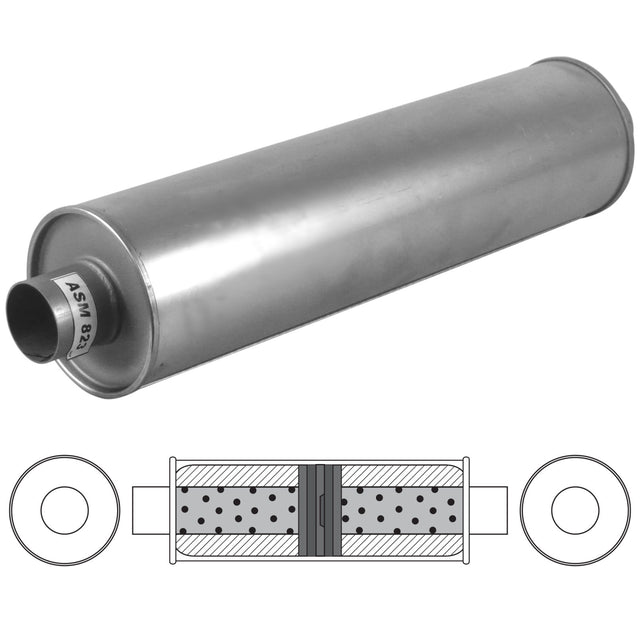 Redback - 4" Baffled Universal Muffler Centre/Centre 44" Round Aluminised Steel