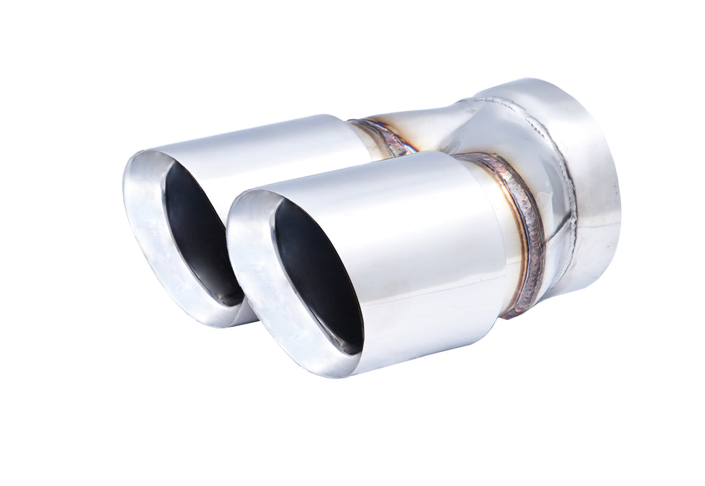 XForce | Twin 3.5" Round Angle-Cut Exhaust Tips | Double Wall 304 Stainless Steel | TY-AW35-76