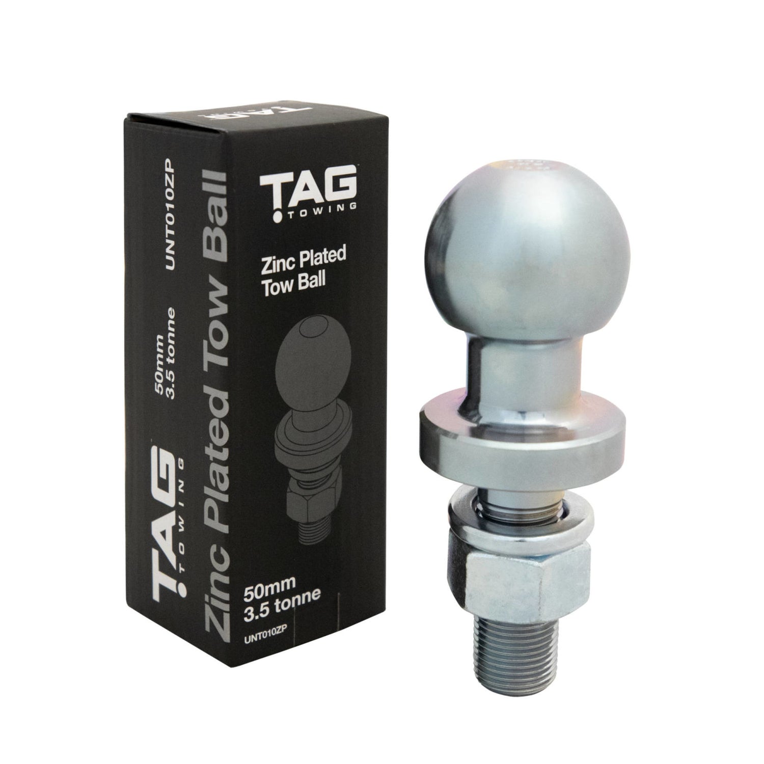 TAG - Zinc Plated Tow Ball - 50mm, 3.5 tonne