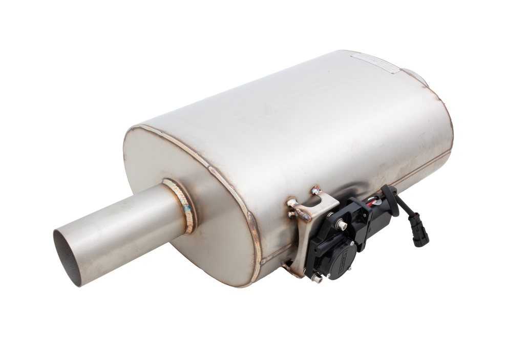 XForce | 2.5" Oval Varex Valved Universal Muffler | Side Mounted Motor | 304 Stainless Steel | VMK40-250