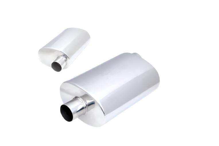 Xforce | 2.5" Universal Oval Resonator Muffler | Raw 409 Stainless Steel | 16" Body | VX20-1663(409)