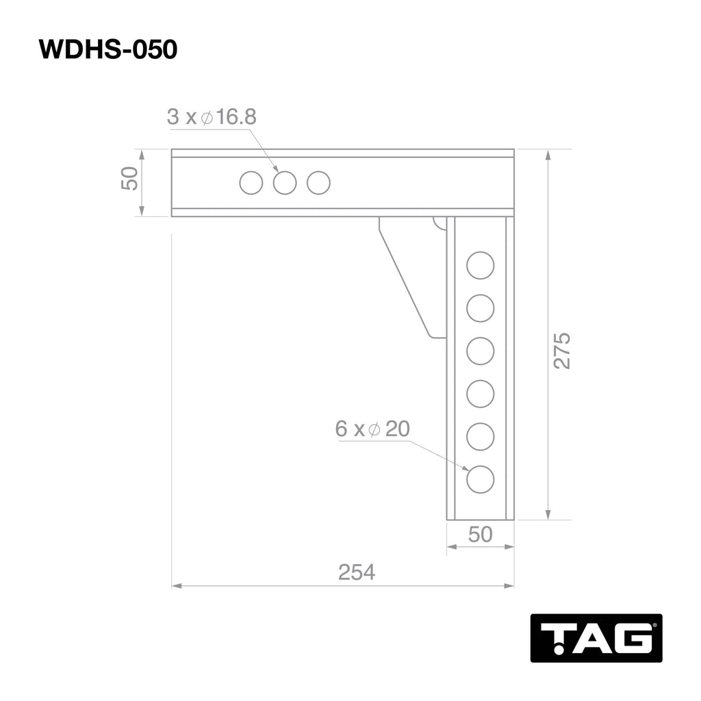 TAG | Adjustable Weight Distribution Shank 50mm Drop 4.5T | WDHS-050