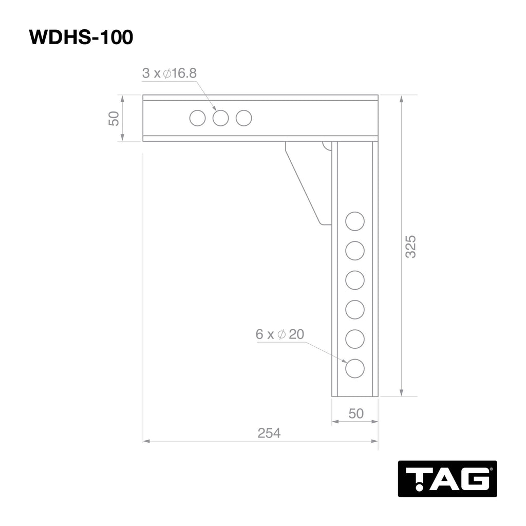 TAG | Adjustable Weight Distribution Shank 100mm Drop 3.5T | WDHS-100