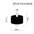 Cotton Reel Mounts - Inside Diameter 38mm, ROUND, M8
