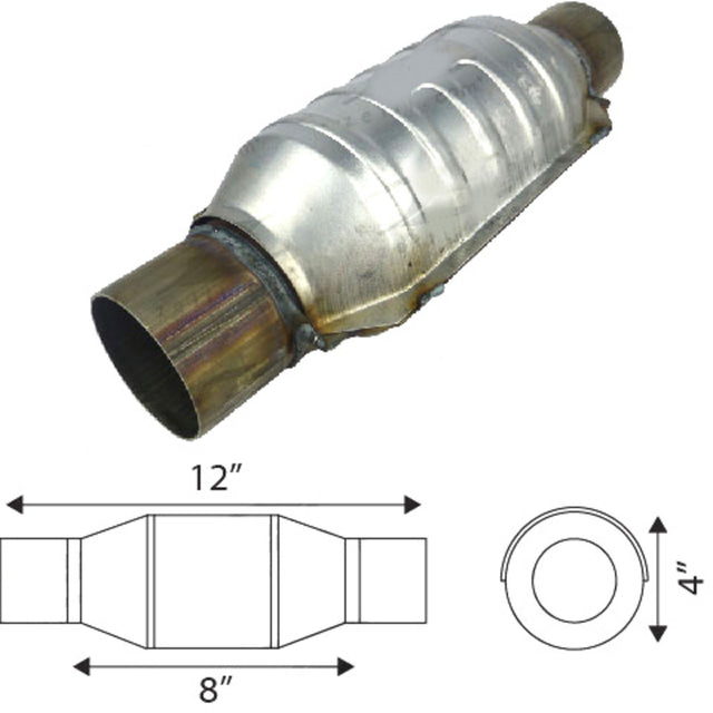 Redback - Catalytic Converter Euro IV 2-1/2" CPSI 400 Petrol Round Ceramic Inlet/Outlet 63.5mm Capacity Up to 2.0L Small Body