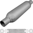 Redback - 2" Hotdog Muffler Centre/Centre 305x89mm Round Mild Steel