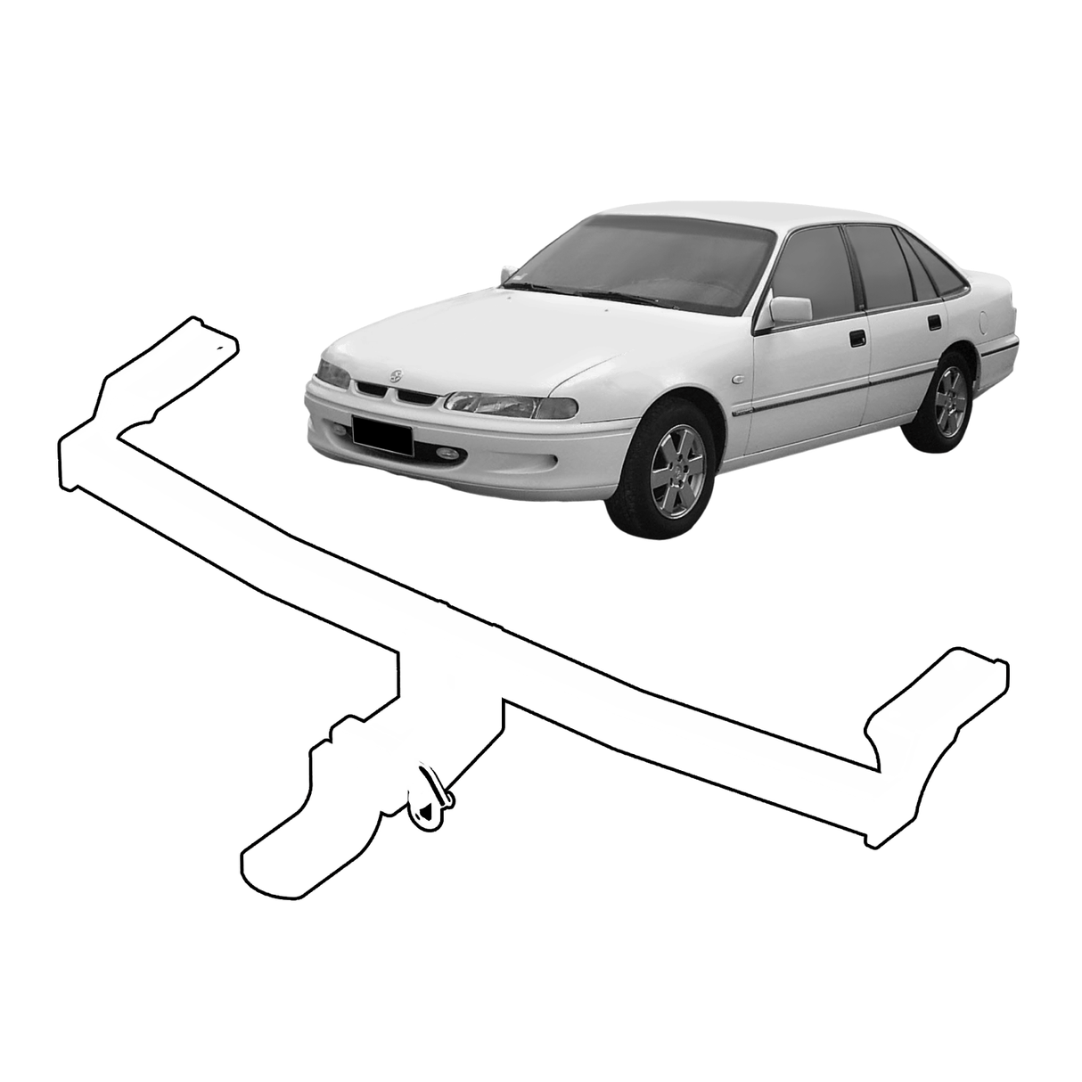BTA Holden Commodore VN/VS V6 Solid Axle Sedan (08/1988 – 08/1997) Heavy Duty Towbar 2100/210kg Capacity