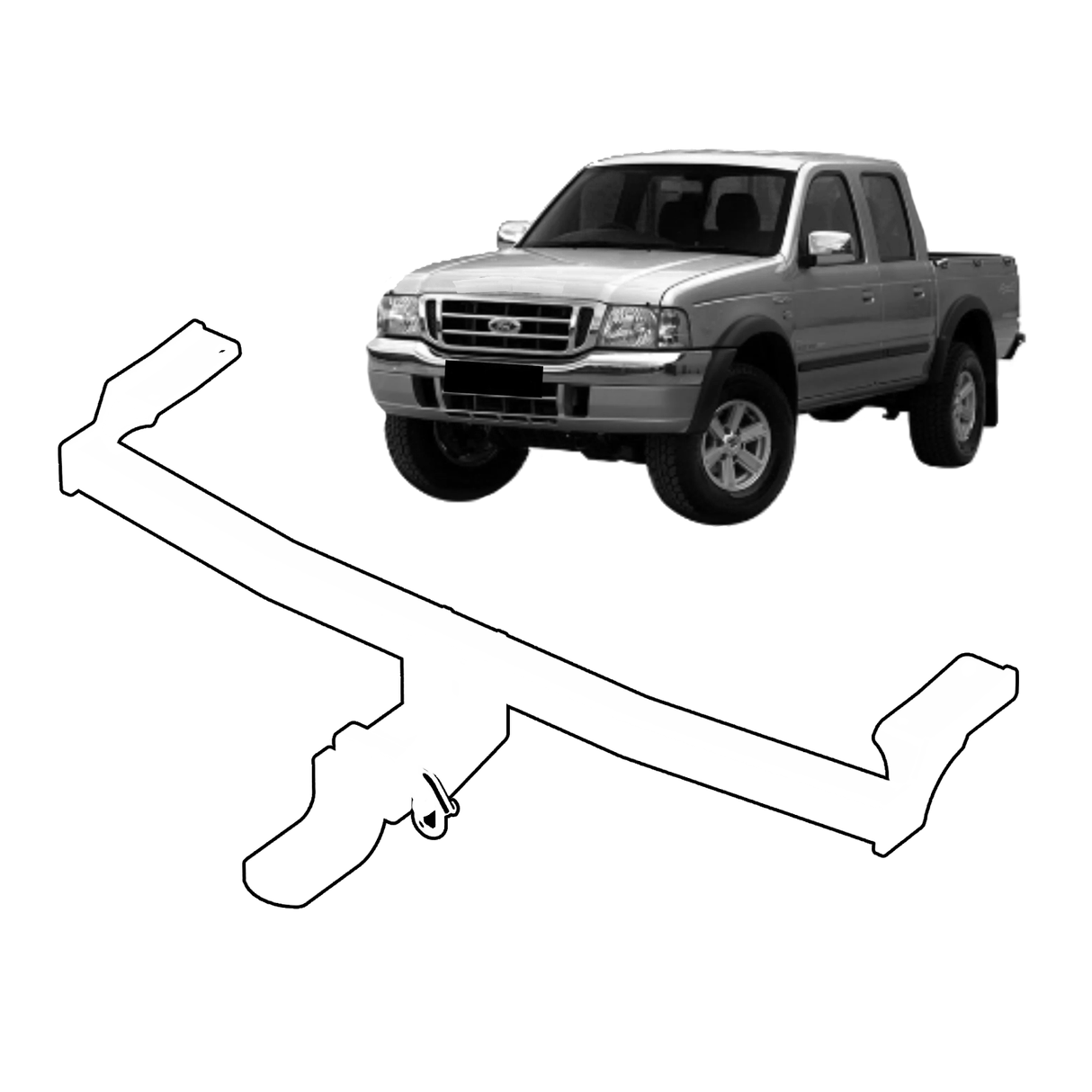 BTA Towbar - Ford Courier Ute 2WD and 4WD with Bumper (06/1985 – 12/2006) - Light Duty 1000kg Capacity