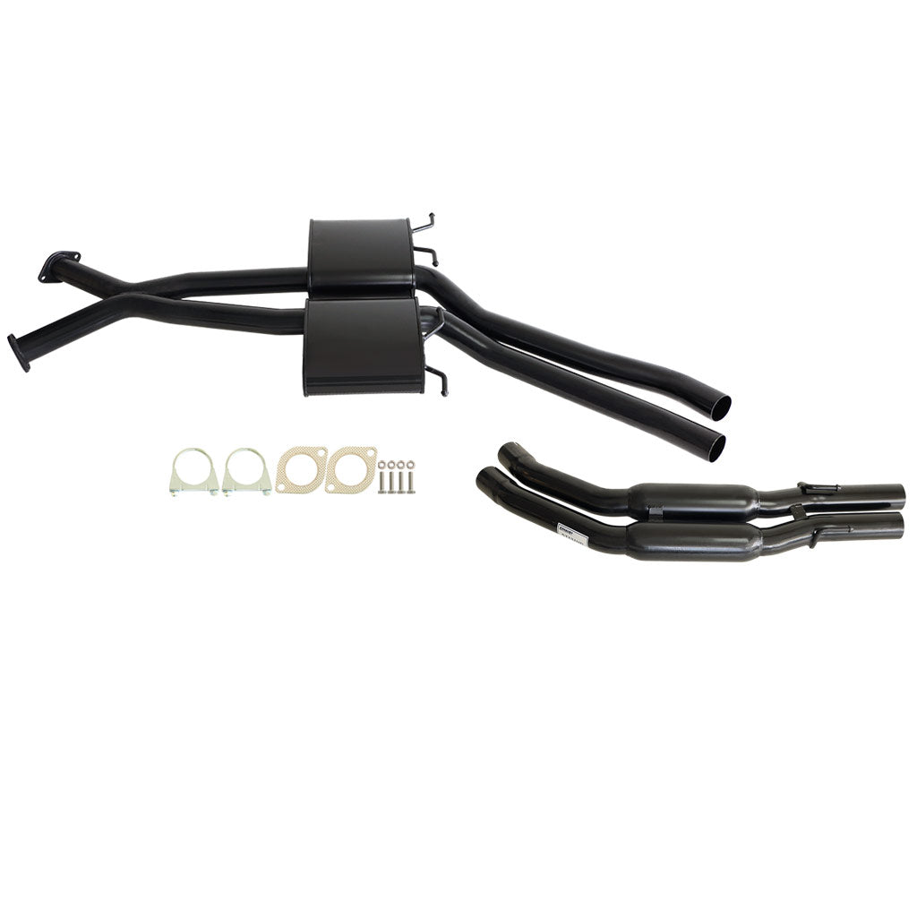 ESA - Holden Commodore VT-VZ V6 & V8 Sedan Twin 2 1/2" Kit - Inc X-pipe, Everflo Mufflers & Hotdog Rears