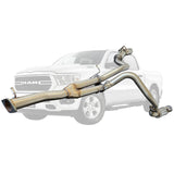 ESA 4X4 - Ram 1500 DT 6.2L Supercharged V8 2021-Present Ute Twin 3" Cat Back Stainless Steel Pipe Only System with 5" Polished Chrome Tips for Limited and Laramie