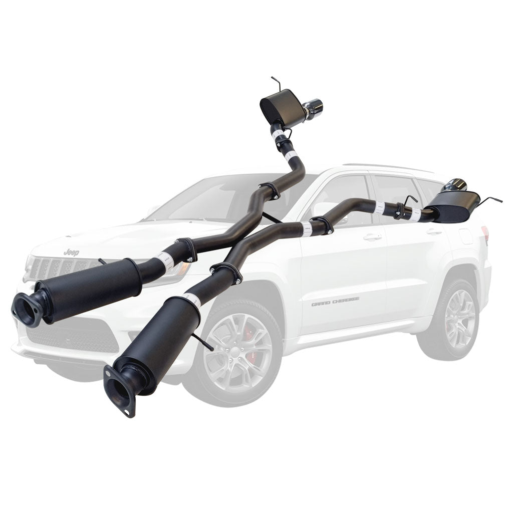 ESA 4X4 - Jeep Grand Cherokee SRT 6.4L V8 (2012-2021) SUV Twin 3" Cat Back Exhaust with Black Chrome Tips
