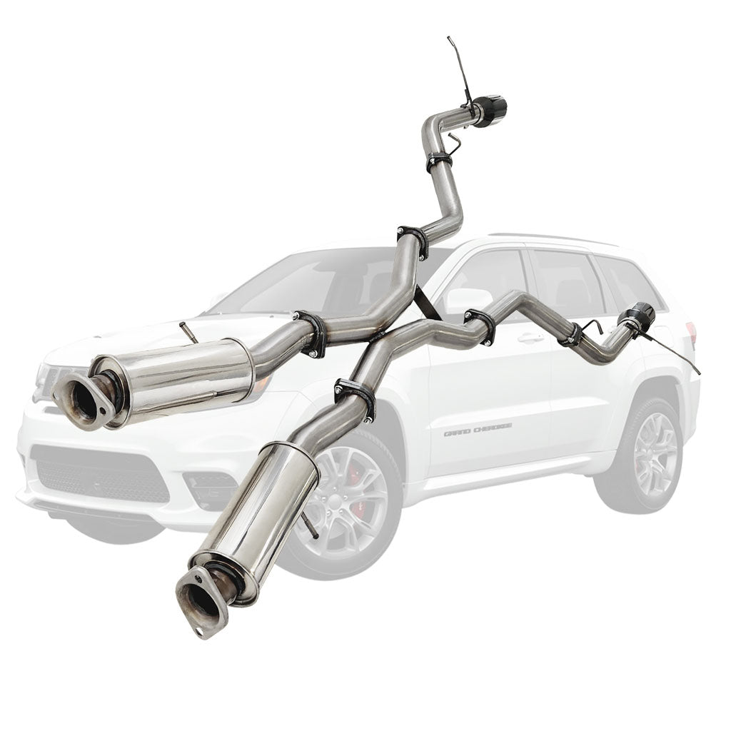 ESA 4X4 - Jeep Grand Cherokee SRT 6.4L V8 (2012-2021) SUV 3" Cat Back Stainless Steel Exhaust with Twin Pipe Rear and Black Chrome Tip Option
