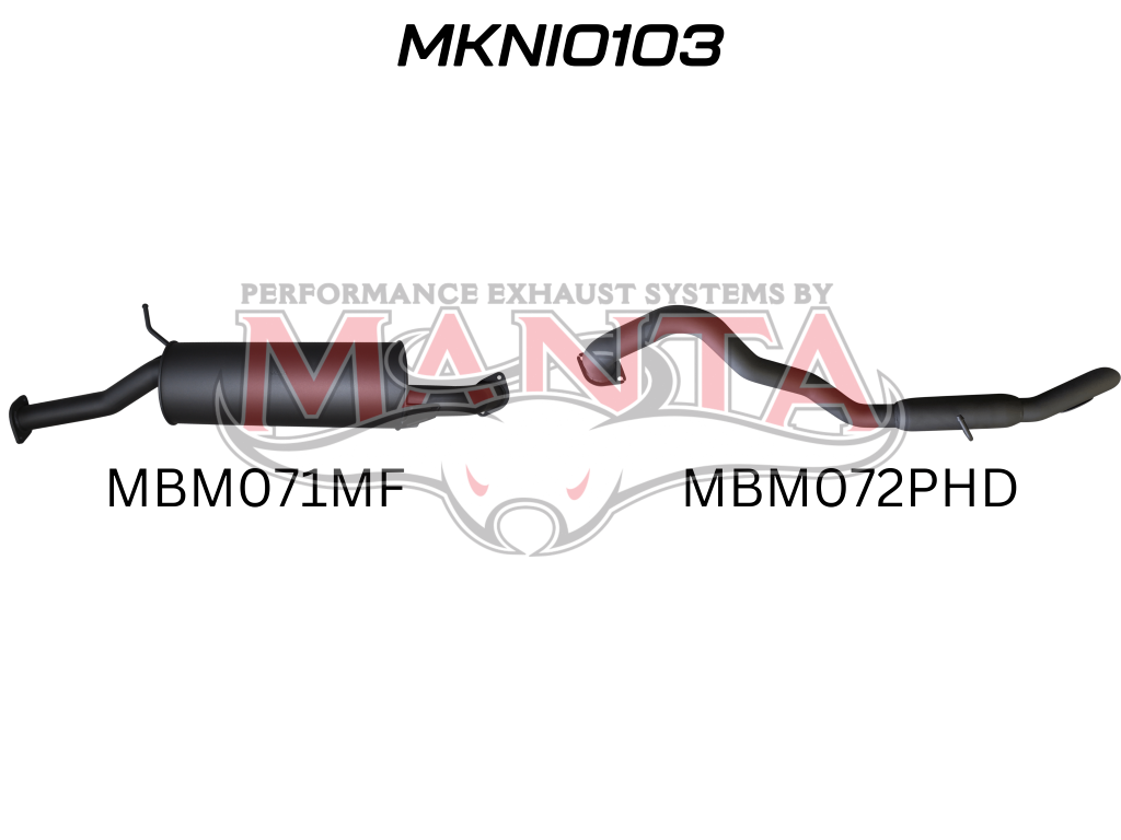 Manta | 2.5in Cat Back Exhaust with Centre Muffler & Rear Hotdog | Nissan Patrol GU 4.8L Wagon 2002–2012