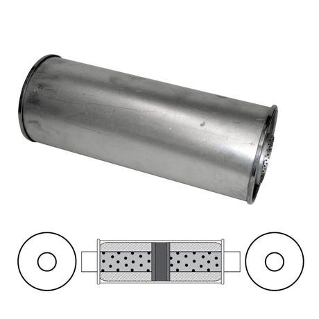 Redback - 2.5" Chambered Universal Muffler Centre/Centre 14"x6" Round Aluminised