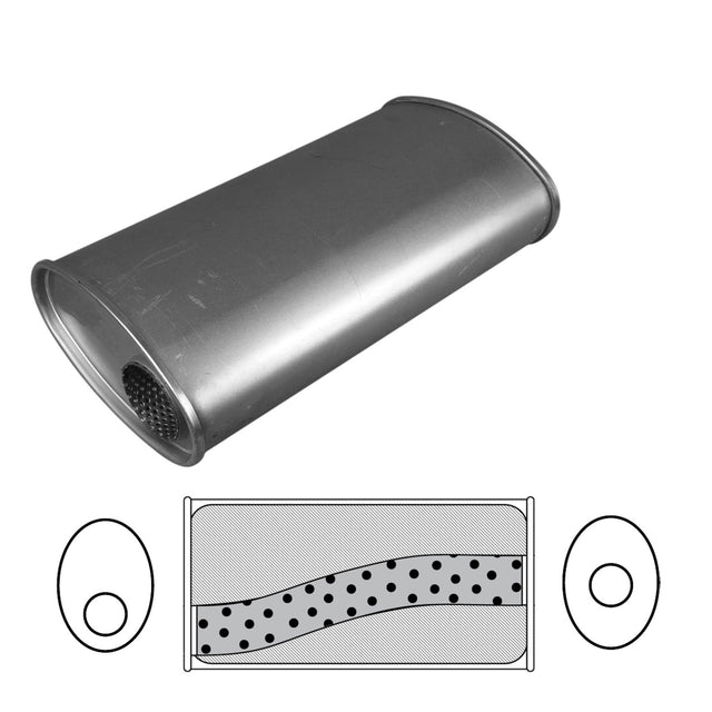 Redback - 2" Universal Muffler Megaflow Offset/Centre 14"x8"x4" Oval Aluminised Steel