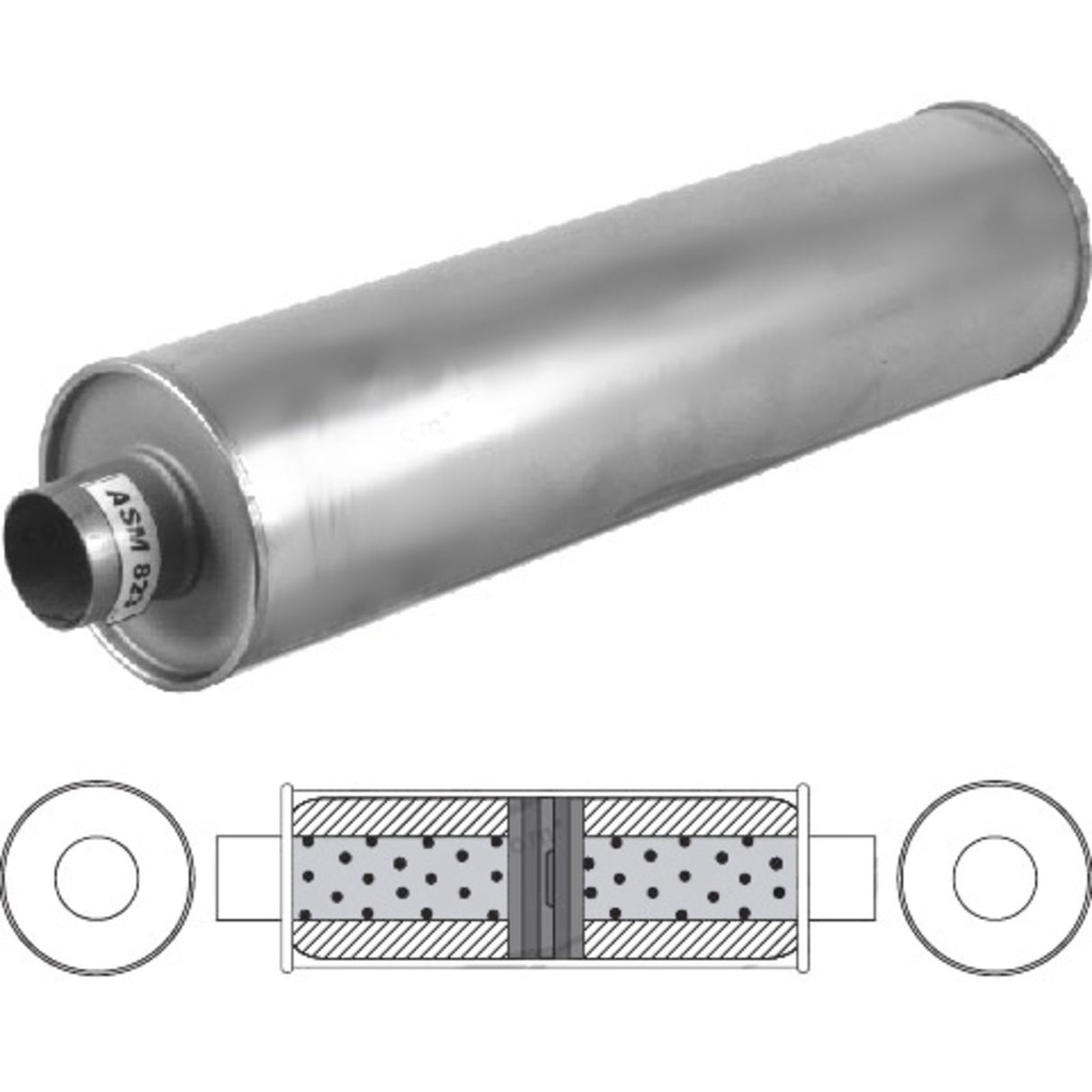 Redback - 2" Baffled Universal Muffler Centre/Centre 24" Round Aluminised