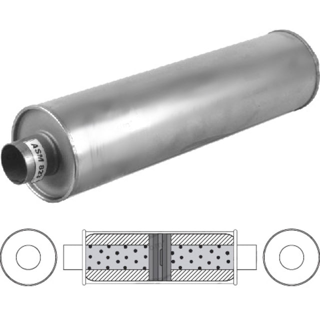Redback - 2 1/2" Universal Muffler Centre/Centre 24"x6" Round Aluminised