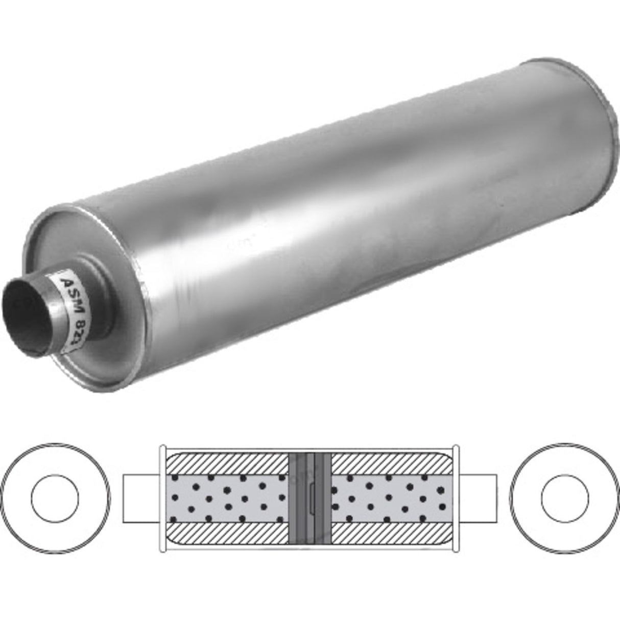 Redback - 3" Chambered Truck Muffler Centre/Centre 610x152mm Round Aluminised Steel With Spigots