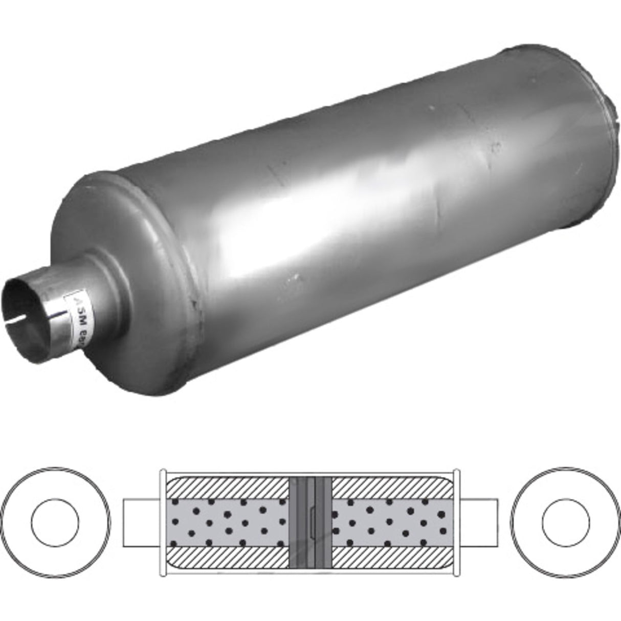 Redback - 4" Universal Muffler Centre/Centre 600x200x200mm Round Chambered Baffled Aluminised
