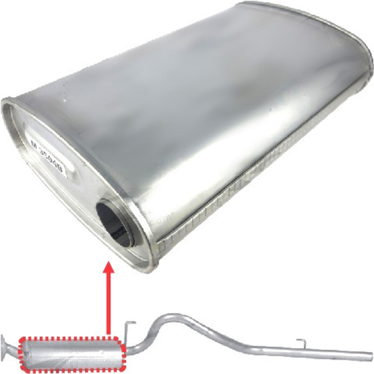 Redback - 2.25" Baffled Muffler Offset/Offset 20"x11"x6" Oval Aluminised
