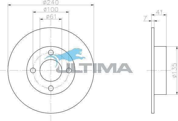 Ultima - Rear Disc Rotors To Suit Nisssan Micra K11 (05/1995 - 1997) (AAP921)