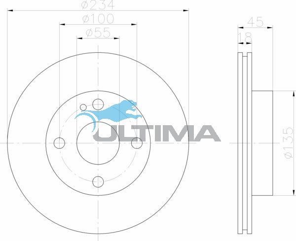 Ultima - Front Disc Rotors To Suit Ford Festiva WB, WD, WF & Laser KE, KF, KH, KN, KQ & Mazda 121 DB, DW (AAP530)