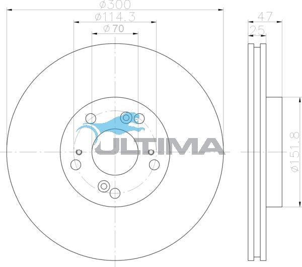 Ultima - Front Disc Rotors To Suit Honda Odyssey RA, RB 2.3L, 2.4L, 3.0L (AAP476)