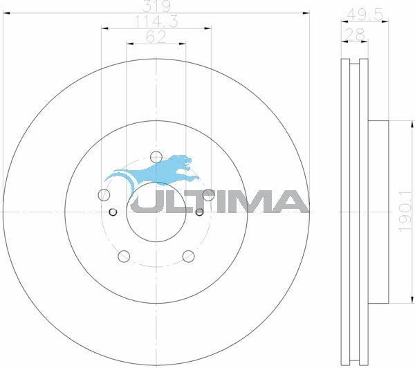 Ultima - Front Disc Rotors To Suit Lexus RX330 MCU38R & RX350 GGL15R, GSU35R & RX400H MHU38R (04/2003 - 01/2006) (AAP2702)