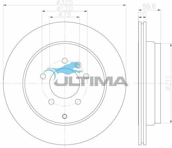 Ultima - Rear Disc Rotors To Suit Range Rover Sport TDV6 2.7L, V8 4.4L (2005 - 2009) (AAP2091)