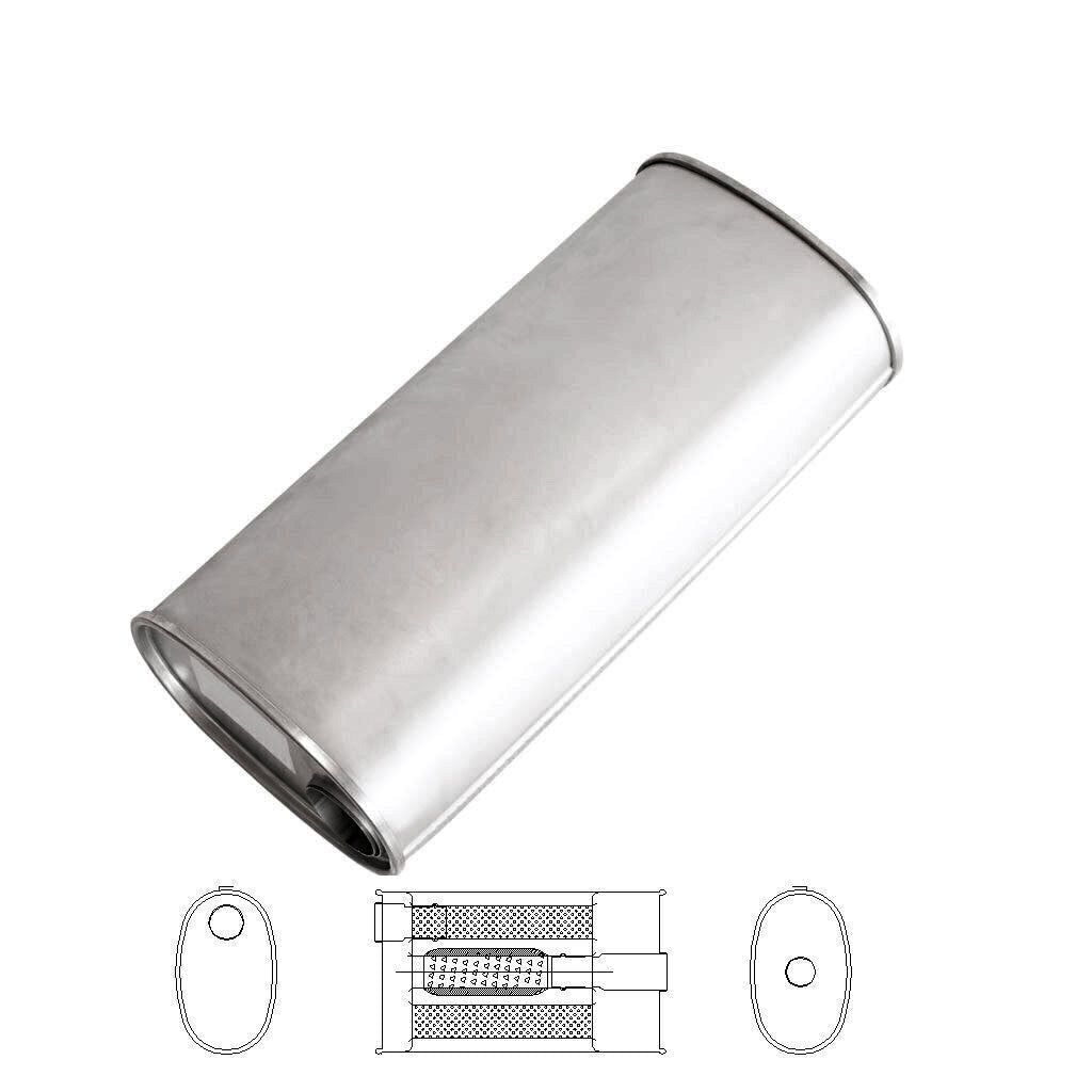 MSA Universal Muffler - 2" Inch 9" x 5" Oval 18" Long With Bull/T Stubless O/C