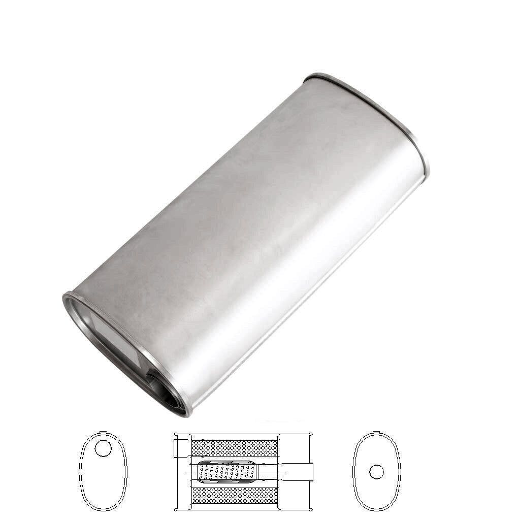 MSA Universal Muffler - 2.25" Inch 9" x 5" Oval 18" Long With Bull/T Stubless O/C