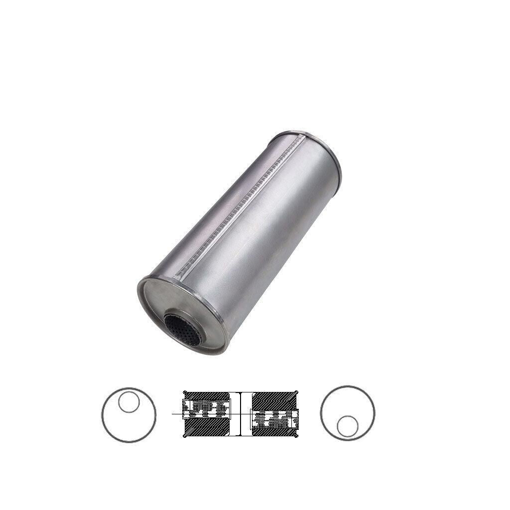 MSA Universal Muffler - 2.5" Inch 6" Round X 16" Long Baffled Offset/Offset