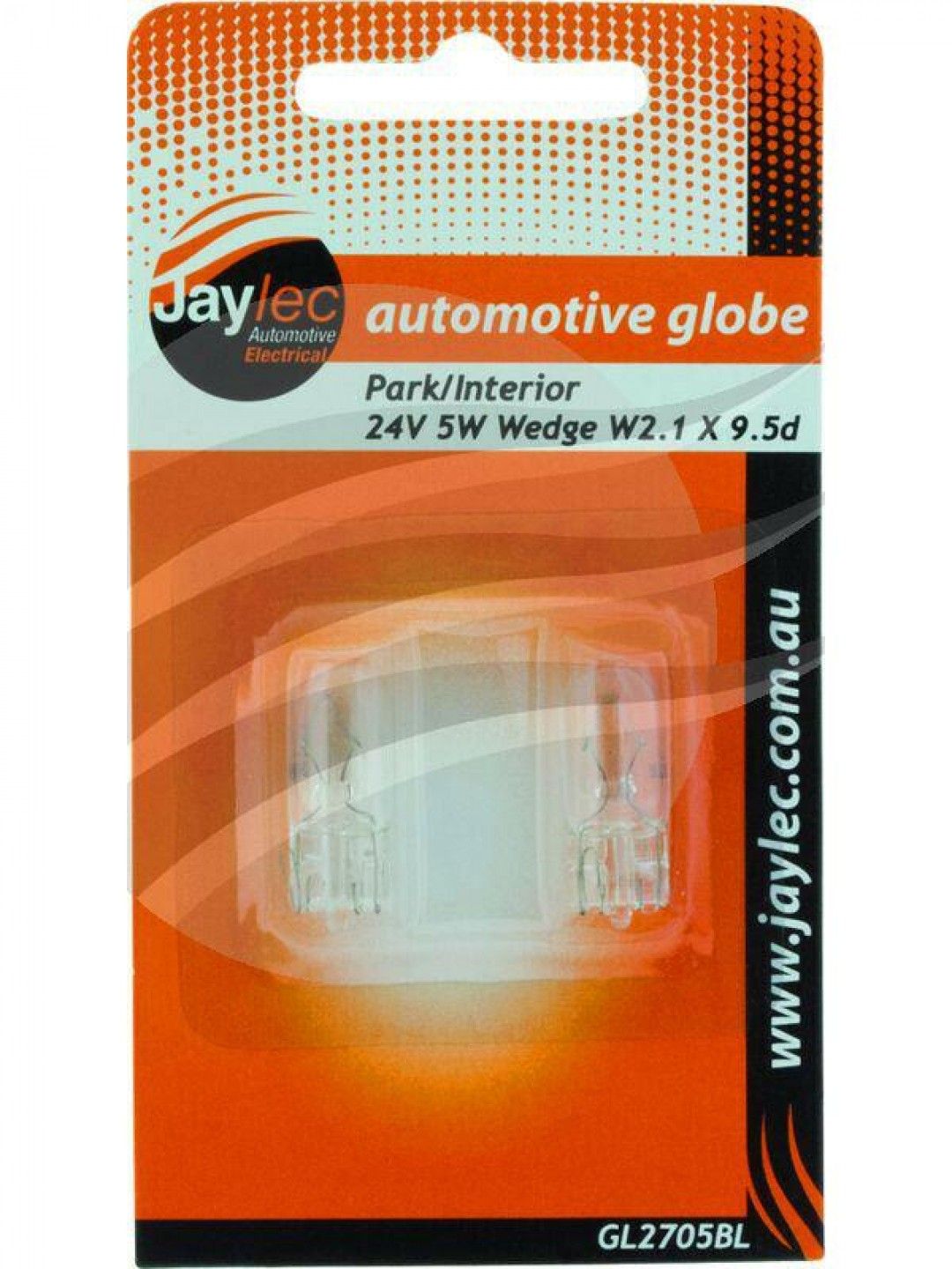 Jaylec - Pack Of 2 Wedge Globe W2.1X9.5D 24 Volts 5 Watt W5W Base Blister Pack Of