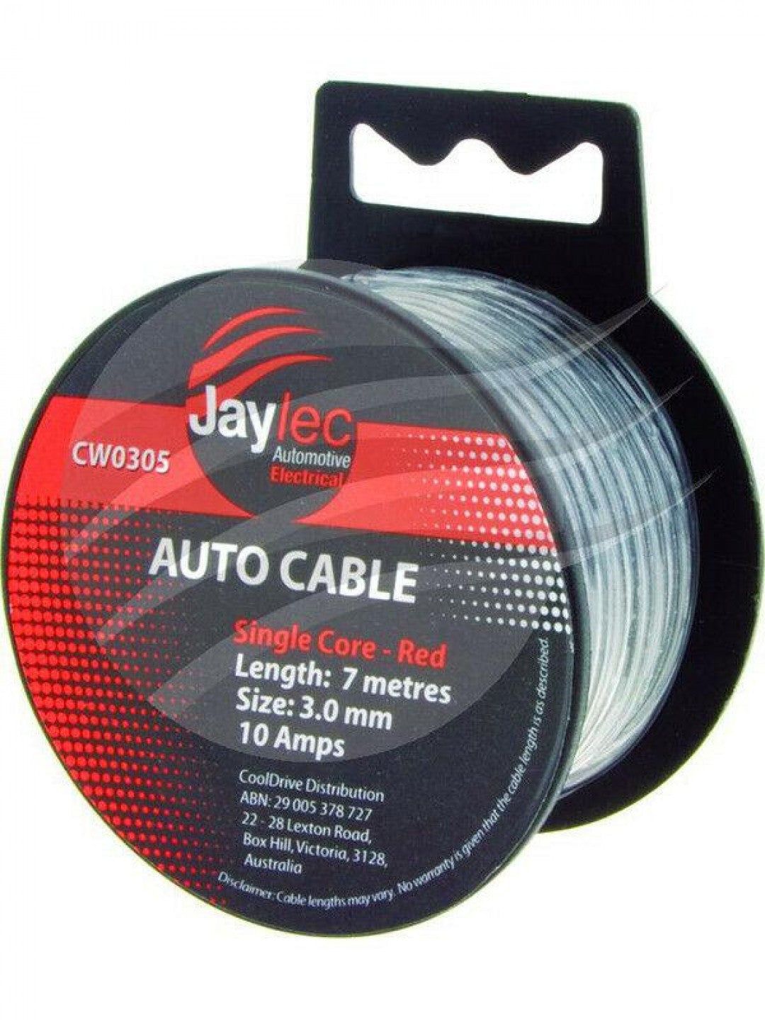 Jaylec - 3mm Single Core Cable Red 7 Metres & 10 Amps
