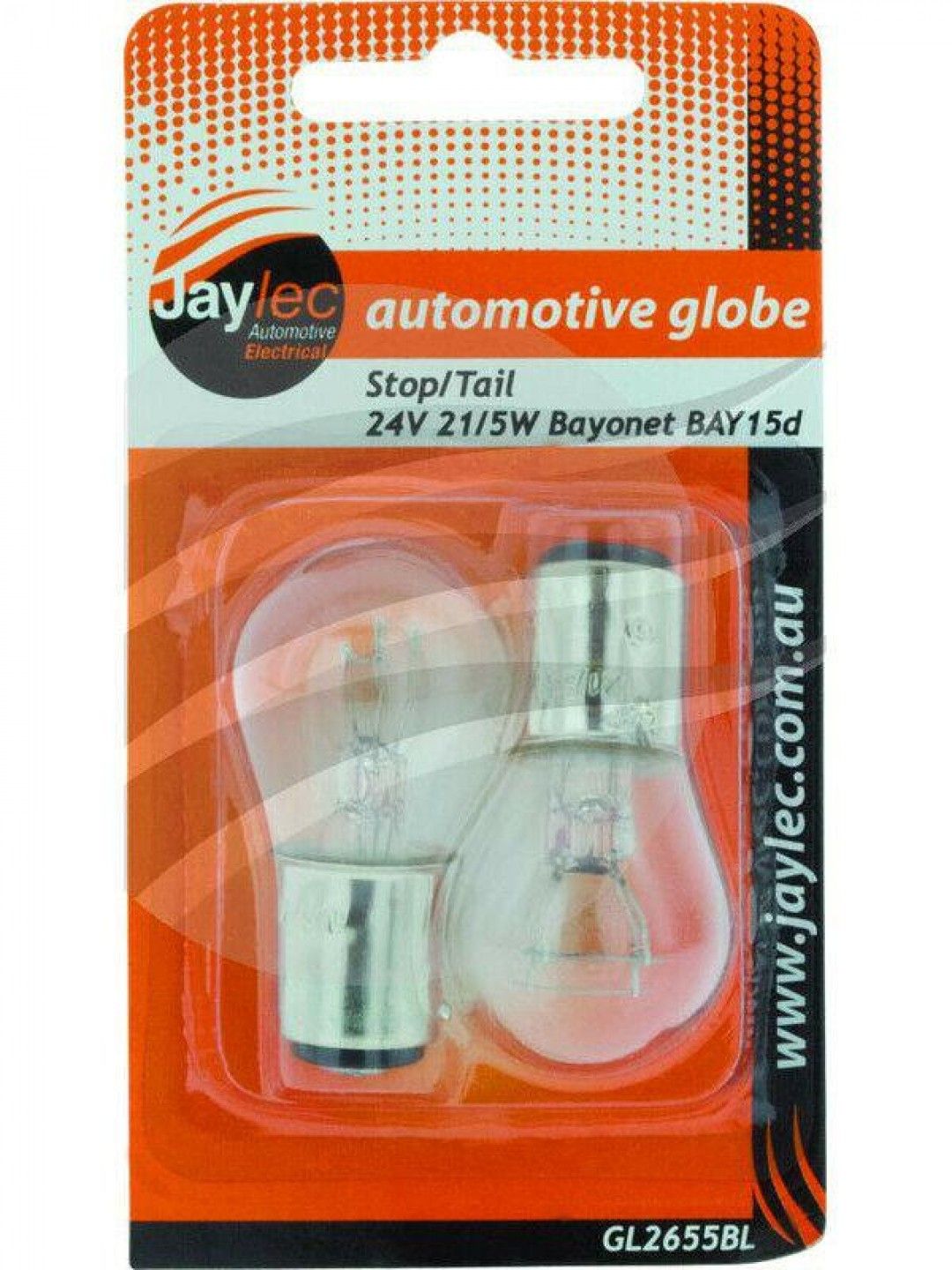 Jaylec - Pack Of 2 Bayonet Globe Bay15D 24 Volts 21/5 Watt Bay15D-P21/5W Blister Pack Of