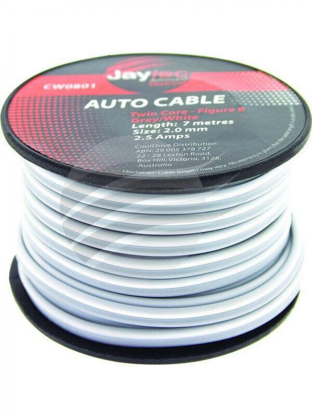 Jaylec - 2mm Speaker Cable Grey White Trace 7 Metres Figure 8