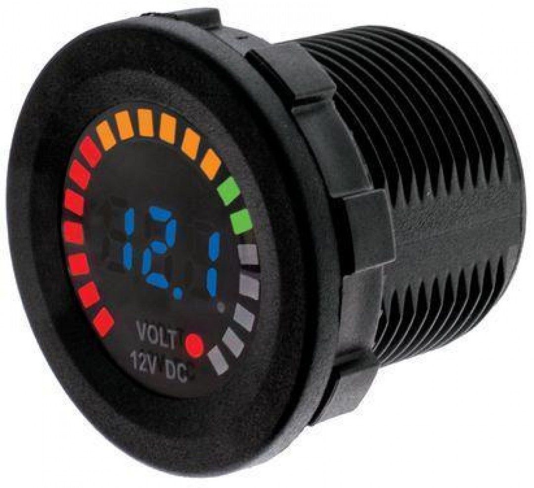 Hulk 4X4 - VOLTMETER WITH INDICATOR 5-15v BLUE LED 29mm DIAMETER