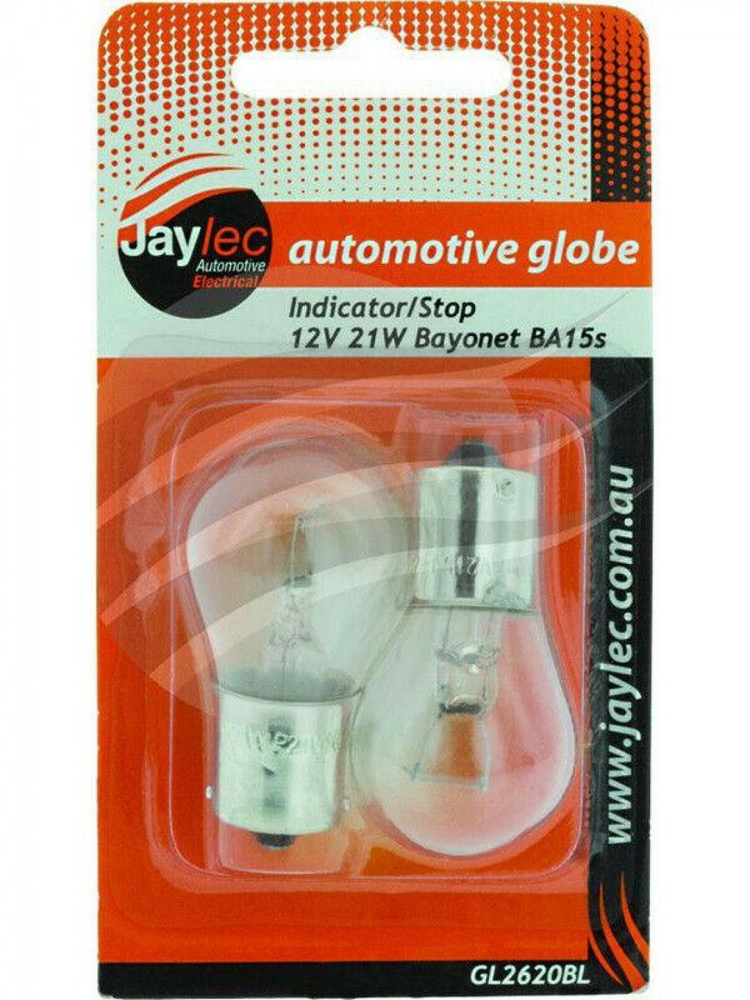 Jaylec - Pack Of 2 Bayonet Globe Ba15S 12 Volts 21 Watt Ba15S-P21W Base Blister Pack Of