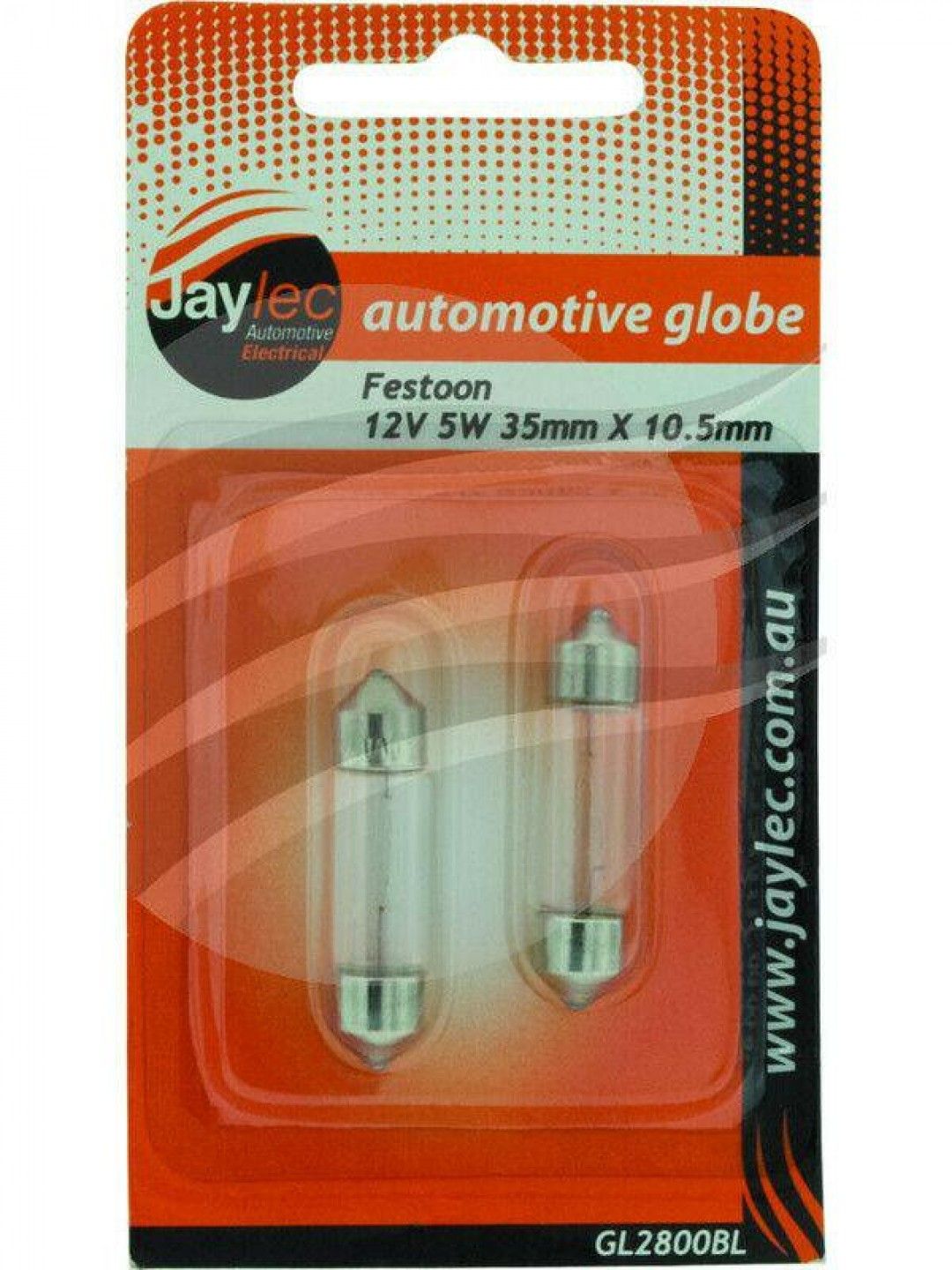 Jaylec - Pack Of 2 Festoon Globe 12 Volts 5 Watt Sv8.5 35mm X 10.5mm Blister Pack Of