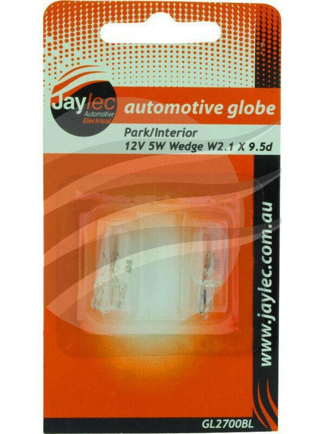 Jaylec - Pack Of 2 Wedge Globe W2.1X9.5D 12 Volts 5 Watt W5W Base Blister Pack Of