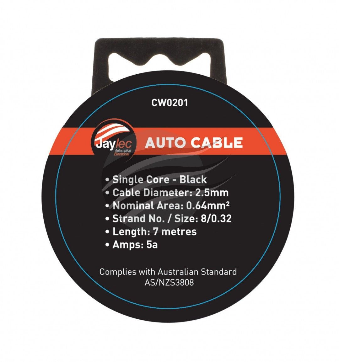 Jaylec - 2.5mm Single Core Cable Black 7 Metres & 5 Amps