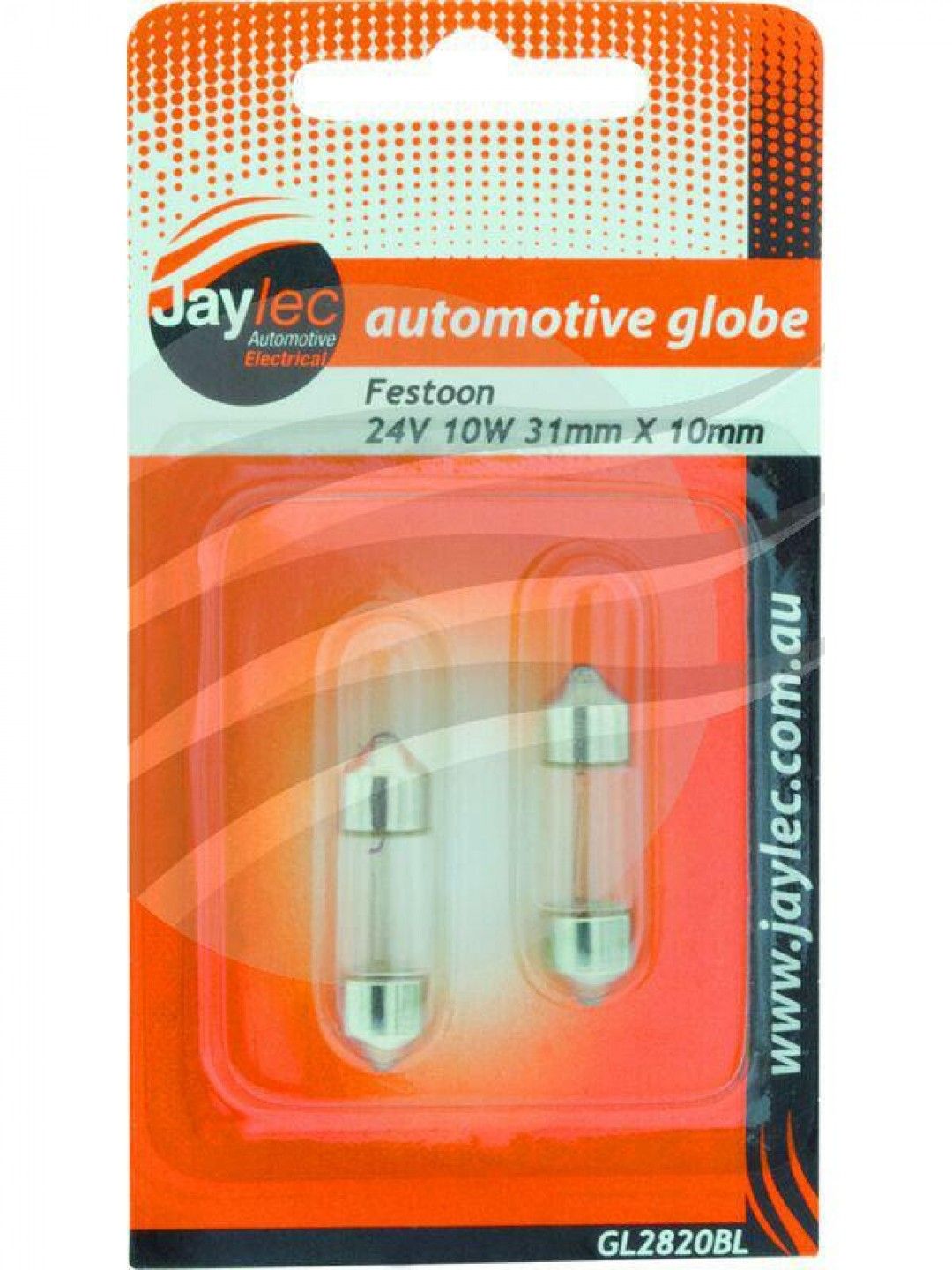 Jaylec - Pack Of 2 Festoon Globe 12 Volts 10 Watt Sv8.5 Base 31mm X 10.5mm Blister