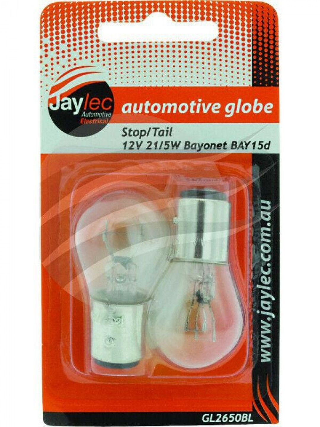 Jaylec - Pack Of 2 Bayonet Globe Bay15D 12 Volts 21/5 Watt Bay15D-P21/5W Blister Pack Of