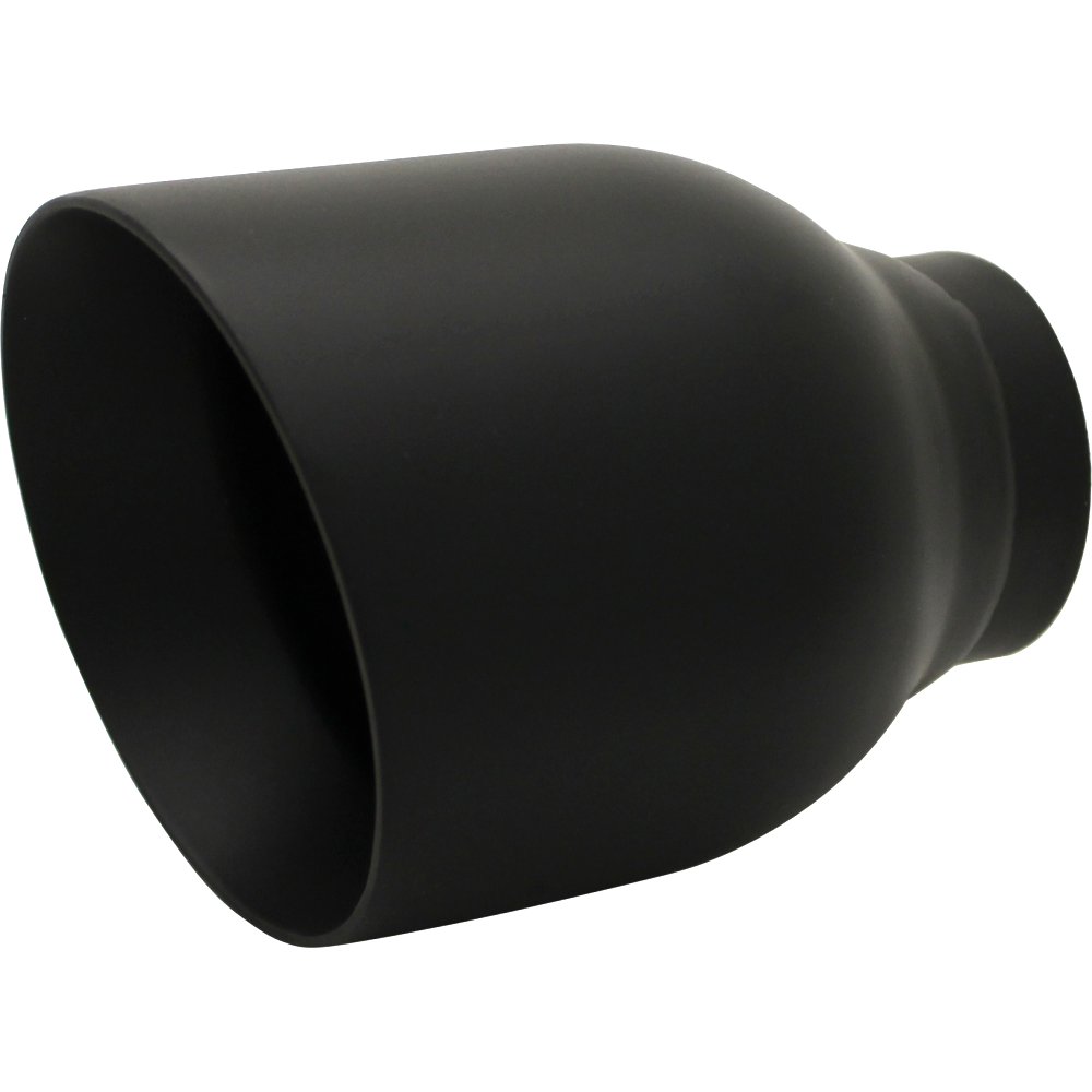 Exhaust Tip - 2 1/2" Inch (In) 4" Inch Out 130mm Long (Matte Black - Angle Cut)