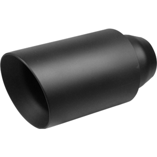 Exhaust Tip - 2 1/4" Inch (In) 4" Inch (Out) 203mm long (Matte Black - Angle Cut - Rolled Edge)