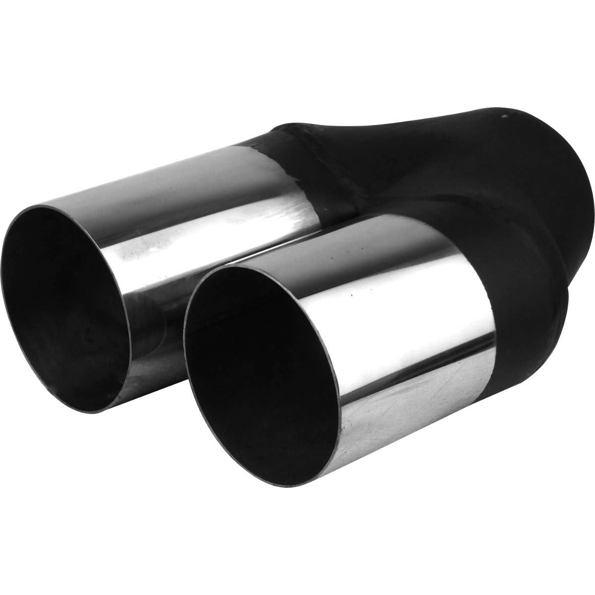 Y Piece Exhaust Tip -  2 1/4" Inch (In) Dual 3" Inch (Out) Staggered Straight Cut