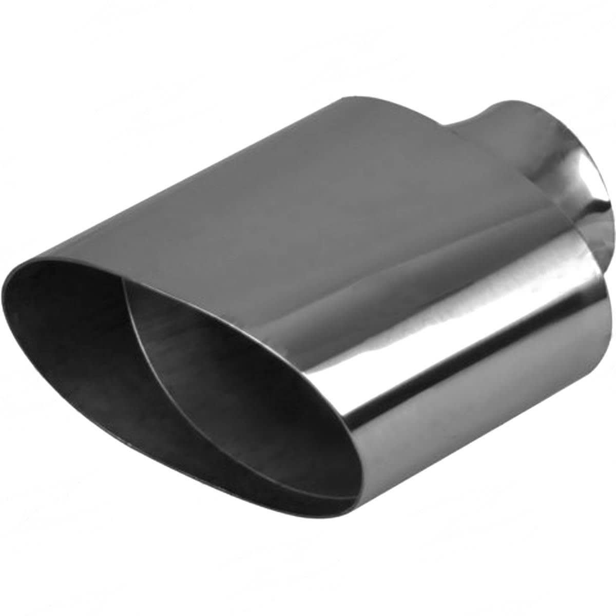 Exhaust Tip - 3" Inch (In) 5 1/2" Inch (Out) 200mm Long (Oval - Stainless Steel)