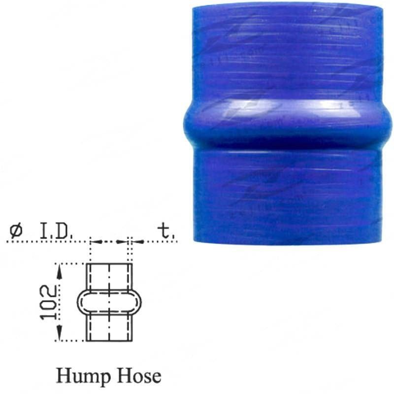 Silicone Hose - Inside Diameter 4" Inch (101mm), Blue, Straight Hump