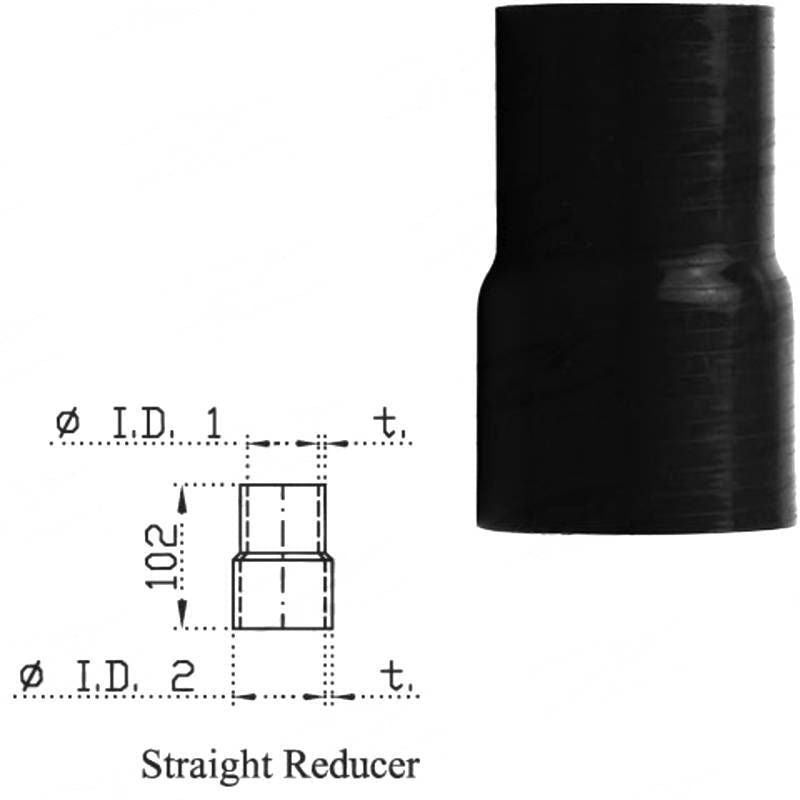 Silicone Hose - Inside Diameter 2" Inch (51mm) - 2-3/4" Inch (70mm), Black, Straight Reducer